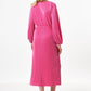 Milene Pleat Long Sleeve Midi Dress - Pink