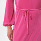 Milene Pleat Long Sleeve Midi Dress - Pink