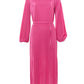 Milene Pleat Long Sleeve Midi Dress - Pink