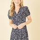 Yumi Navy Spot Midi Tea Dress