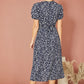 Yumi Navy Spot Midi Tea Dress