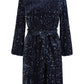 Mela Navy Sequin Smock Dress