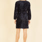 Mela Navy Sequin Smock Dress