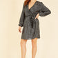 Mela Black Sequin Belted Wrap Long Sleeve Dress