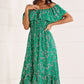 Yumi Green Bardot Asymmetric Maxi Dress