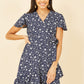 Yumi Navy Ditsy Floral Wrap Frill Dress