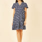 Yumi Navy Ditsy Floral Wrap Frill Dress