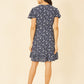 Yumi Navy Ditsy Floral Wrap Frill Dress
