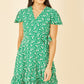 Mela Green Ditsy Floral Wrap Frill Dress