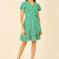 Yumi Green Ditsy Floral Wrap Frill Dress