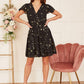 Mela Black Foil Star Print Wrap Skater Dress