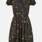 Mela Black Foil Star Print Wrap Skater Dress