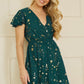 Yumi Green Foil Star Print Wrap Skater Dress
