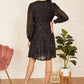 Mela Black Sequin Long Sleeve Frill Wrap Dress