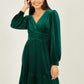 Mela Green Velvet Long Sleeve Skater Dress