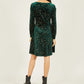 Yumi Green Star Foil Print Long Sleeve Skater Dress