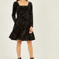 Yumi Black Star Foil Print Long Sleeve Skater Dress