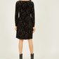 Yumi Black Star Foil Print Long Sleeve Skater Dress