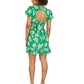 Mela Green Floral Print Skater Dress With Back Tie