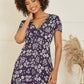 Mela Navy Floral Mini Skater Dress With Tie Front