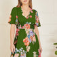 Mela Green Floral Ruched Waist Maxi Dress With Split Hemline