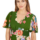 Mela Green Floral Ruched Waist Maxi Dress With Split Hemline