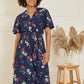 Mela Navy Floral Wrap Dress With Frill Hem
