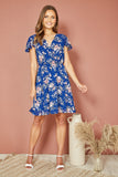 Yumi Navy Floral Print Skater Dress