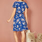 Yumi Navy Floral Print Skater Dress