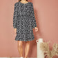 Mela Black Floral Print Ruched Waist Long Sleeve Skater Dress