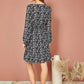 Mela Black Floral Print Ruched Waist Long Sleeve Skater Dress