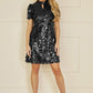 Yumi Black Big Sequin Tunic With Keyhole Neckline