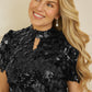 Yumi Black Big Sequin Tunic With Keyhole Neckline