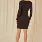 Yumi Black Metallic Military Fitted Knitted Dress
