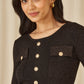 Yumi Black Metallic Military Fitted Knitted Dress