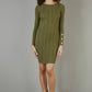 Yumi Green Shimmer Fitted Midi Dress With Button