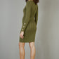 Yumi Green Shimmer Fitted Midi Dress With Button