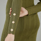 Yumi Green Shimmer Fitted Midi Dress With Button