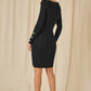 Yumi Brown Shimmer Fitted Midi Dress With Button