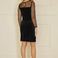 Yumi Black Velvet Dress With Sheer Long Sleeves