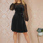Yumi Black Velvet Skater Dress With Lace Sleeves