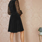 Yumi Black Velvet Skater Dress With Lace Sleeves