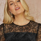 Yumi Black Velvet Skater Dress With Lace Sleeves