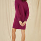 Yumi Plum Pearl Detail Knitted Relaxed Jumper Dress