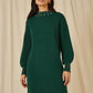 Yumi Green Pearl Detail Knitted Relaxed Jumper Dress