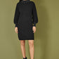 Yumi Black Pearl Detail Knitted Relaxed Jumper Dress