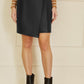 Yumi Black Faux Leather Wrap Mini Skirt