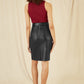 Yumi Black Faux Leather Midi Pencil Skirt With Matching Belt