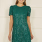 Mela Green Dripping Sequin Tunic Dress