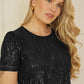 Mela Black Dripping Sequin Tunic Dress